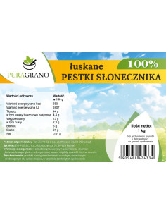 Łuskane pestki słonecznika - 1kg - Pura Grano