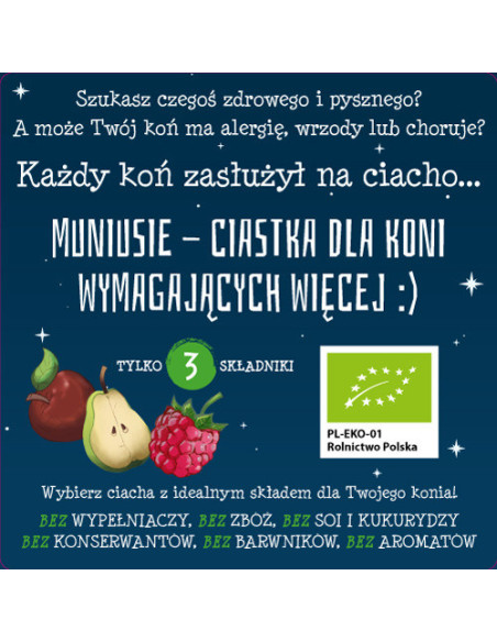 Natura Sanat - MUNIUSIE ciasteczka dla koni Bio - 500g Natura Sanat - MUNIUSIE ciasteczka dla koni Bio - 500g