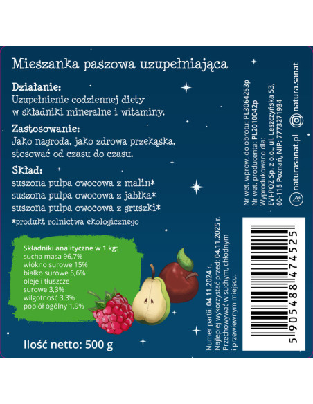 Natura Sanat - MUNIUSIE ciasteczka dla koni Bio - 500g Natura Sanat - MUNIUSIE ciasteczka dla koni Bio - 500g