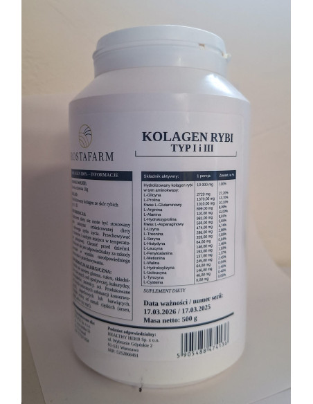 Natura Sanat - KOLAGEN RYBI HYDROLIZOWANY TYP I i III - 500 g