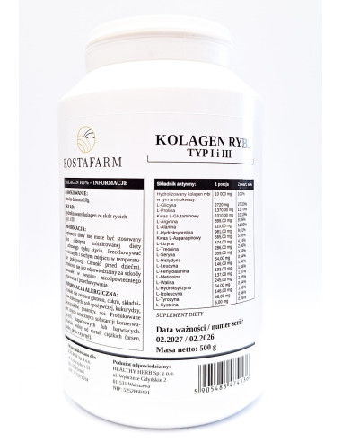 Natura Sanat - KOLAGEN RYBI HYDROLIZOWANY TYP I i III - 500 g